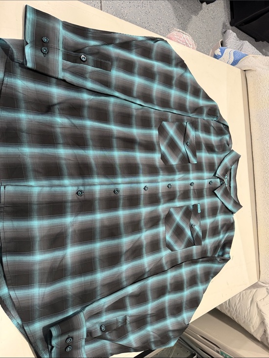 DIXXON Other - DIXXON Men's Teal and Black Plaid Button-Down Shirt
